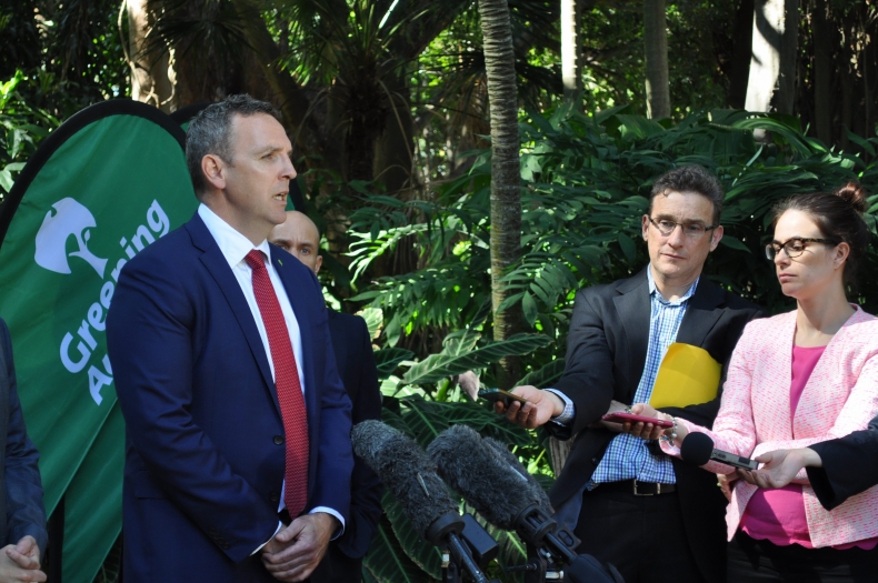 Greening Australia CEO, Brendan Foran addressing the media