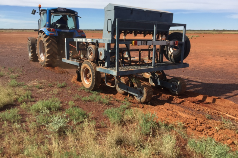 CommVeg Direct Seeder in action at Mulga Downs Station.