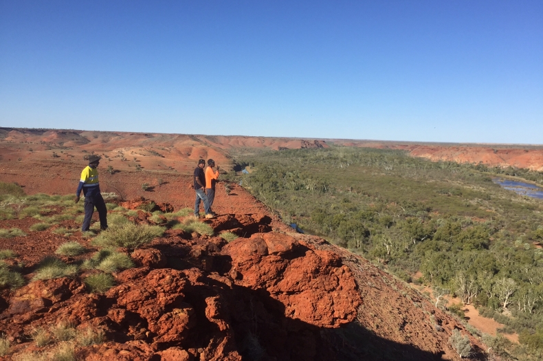 Ngurrawaana Rangers surveying country along the Fortescue River
