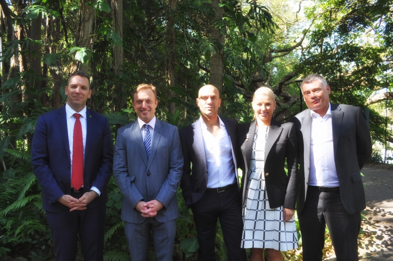 Greening Australia CEO, Brendan Foran with Minister Steven Miles, David and Sallie Prior and Troy Collings