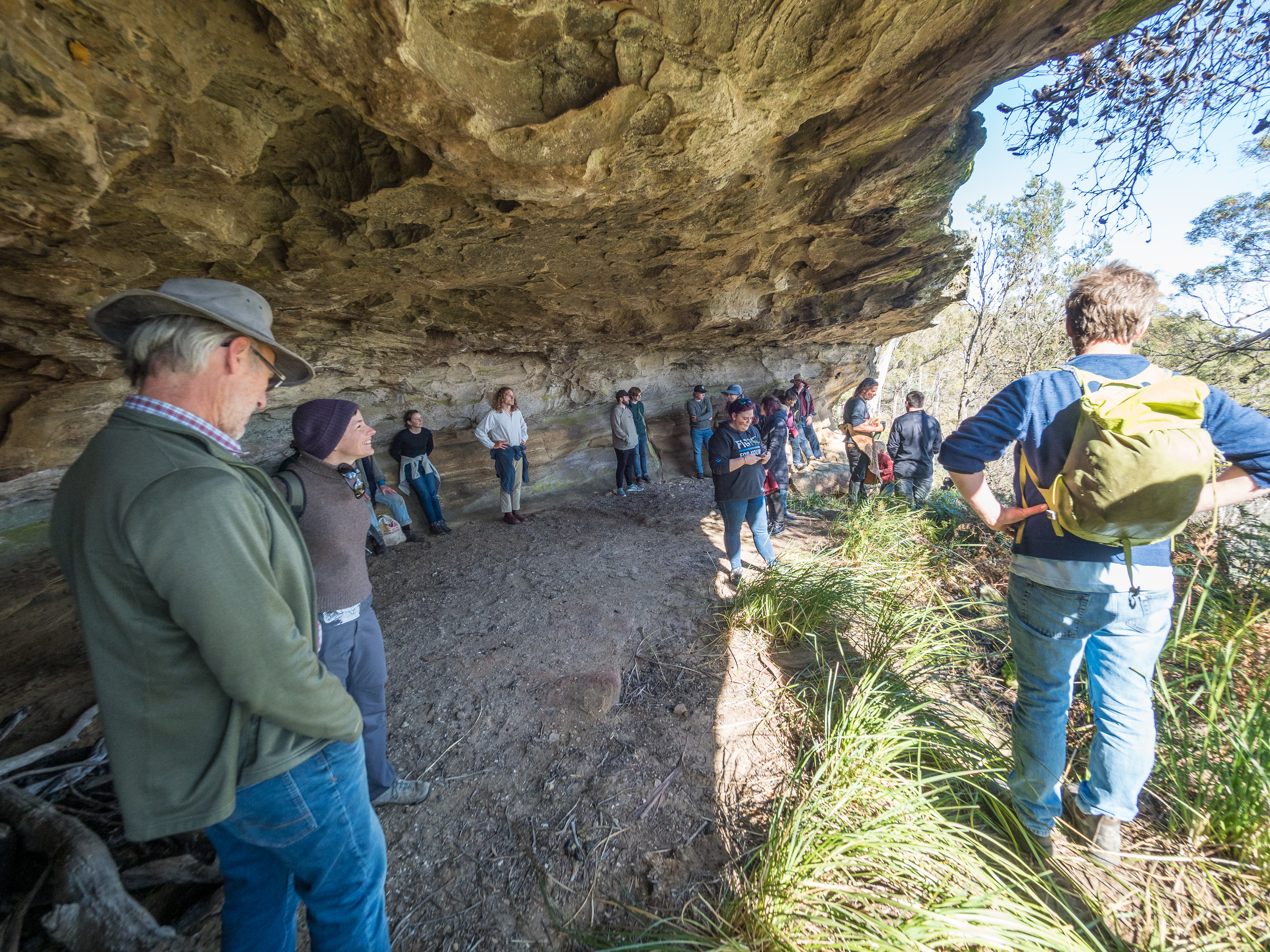  The group inspecting caves on the property