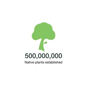 500,000,000 native plants established.
