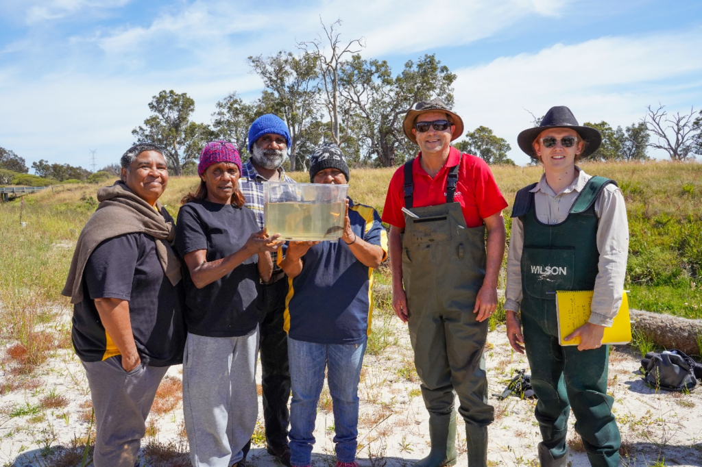 Members of Harvey Aboriginal Corporation joined in with monitoring undertaken by researchers from Murdoch University's Harry Butler Institute. Photo credit Jesse Collins.
