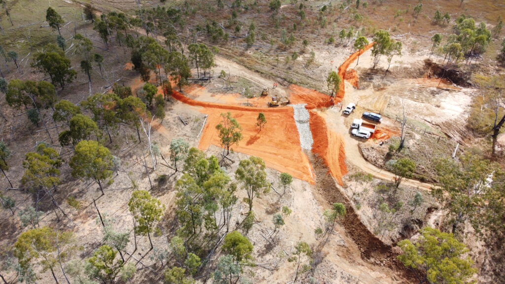 An aerial view of a remediated gully